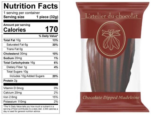 Chocolate Dipped Madeleines Gluten Free - Set of 3