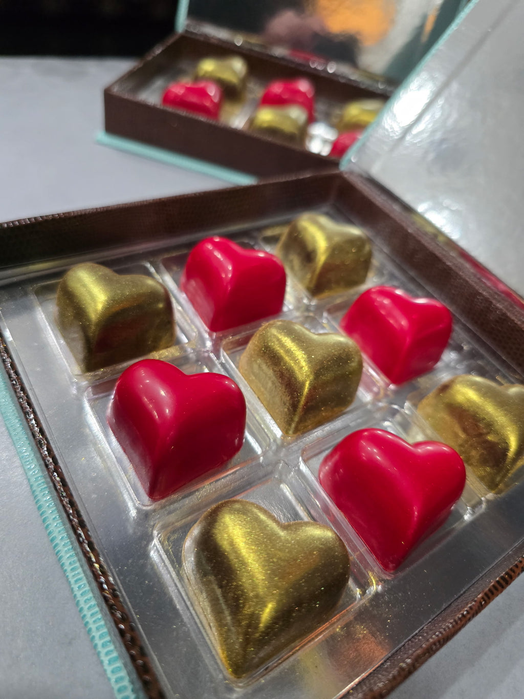 Assortment of Artisanal Hearts of Chocolate pralines