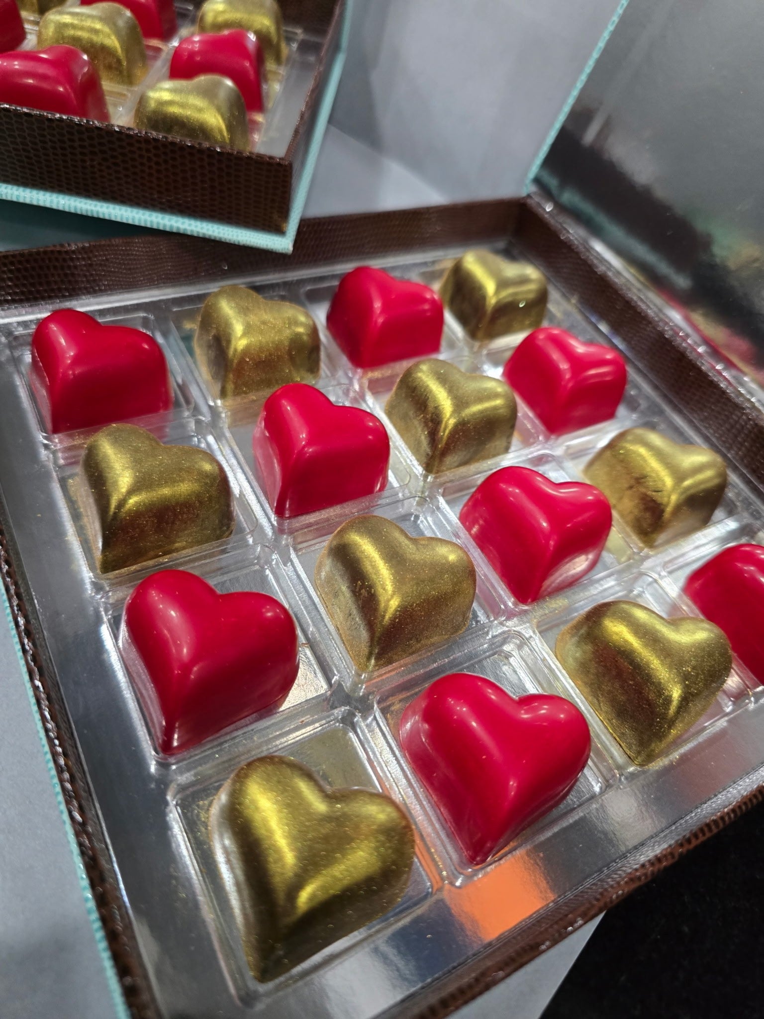 Assortment of Artisanal Hearts of Chocolate pralines