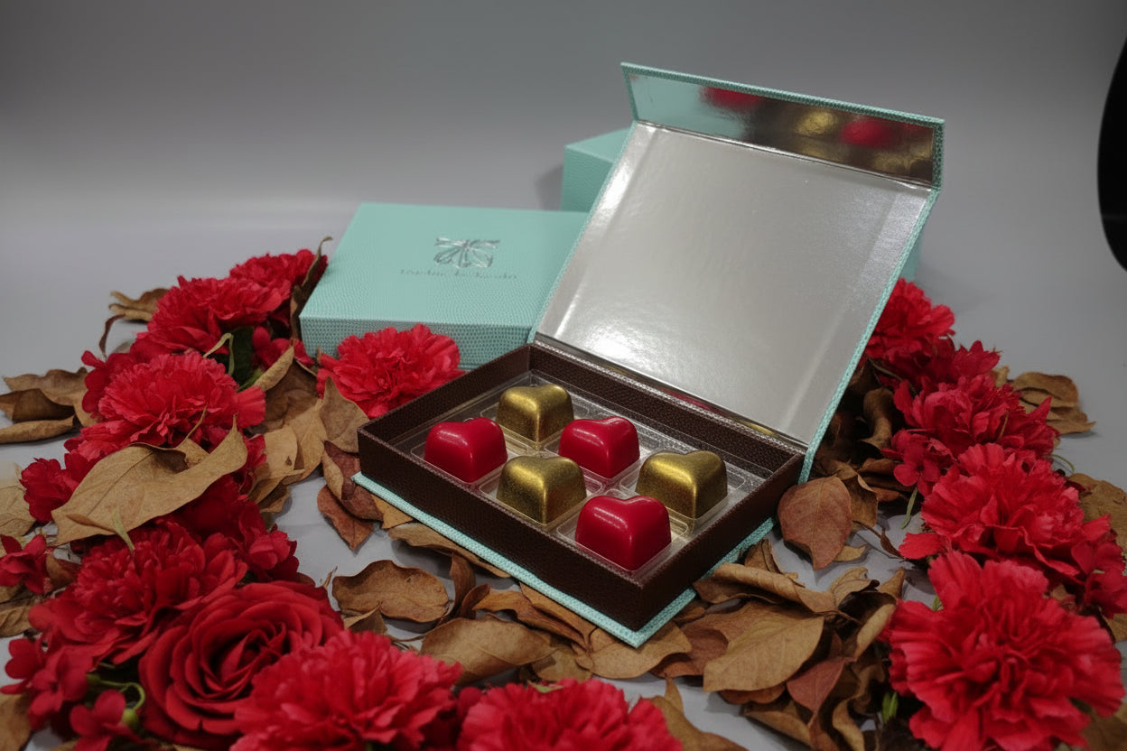 Assortment of Artisanal Hearts of Chocolate pralines